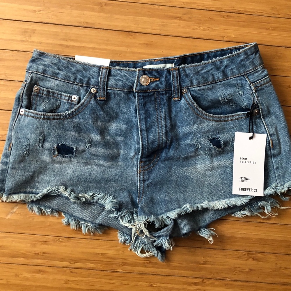 Forever 21 Distressed Denim Shorts Festival Shorts Size 28